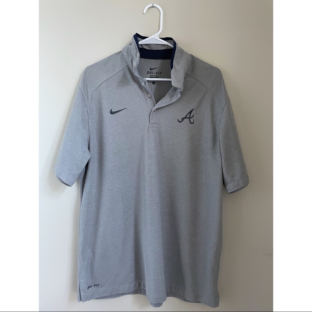 Men’s Grey Nike Dry-Fit Atlanta Braves Polo